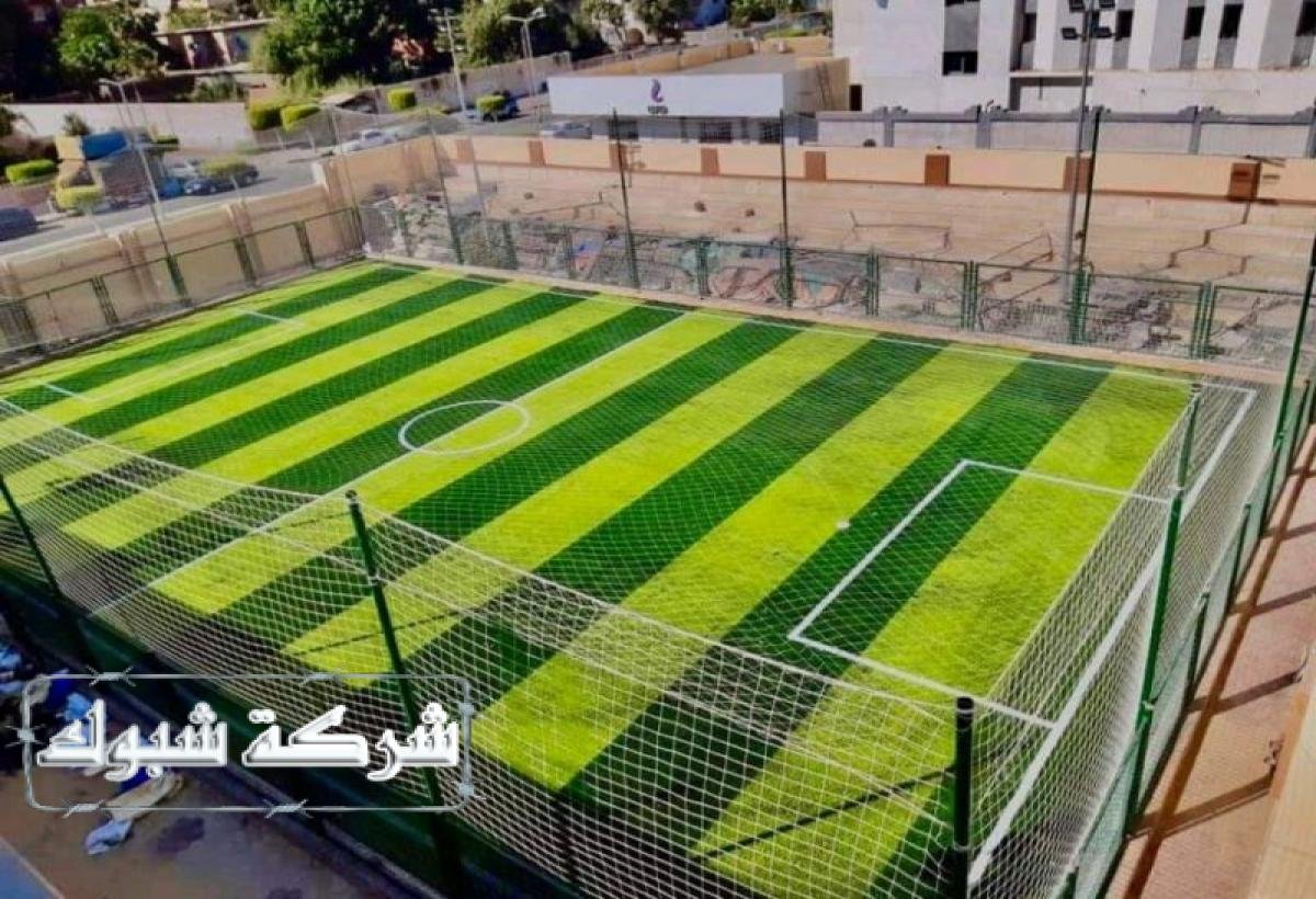 شبك ملاعب أخضر يعزز الأمان في الملاعب الرياضية ويمنع التسلل غير المرغوب.